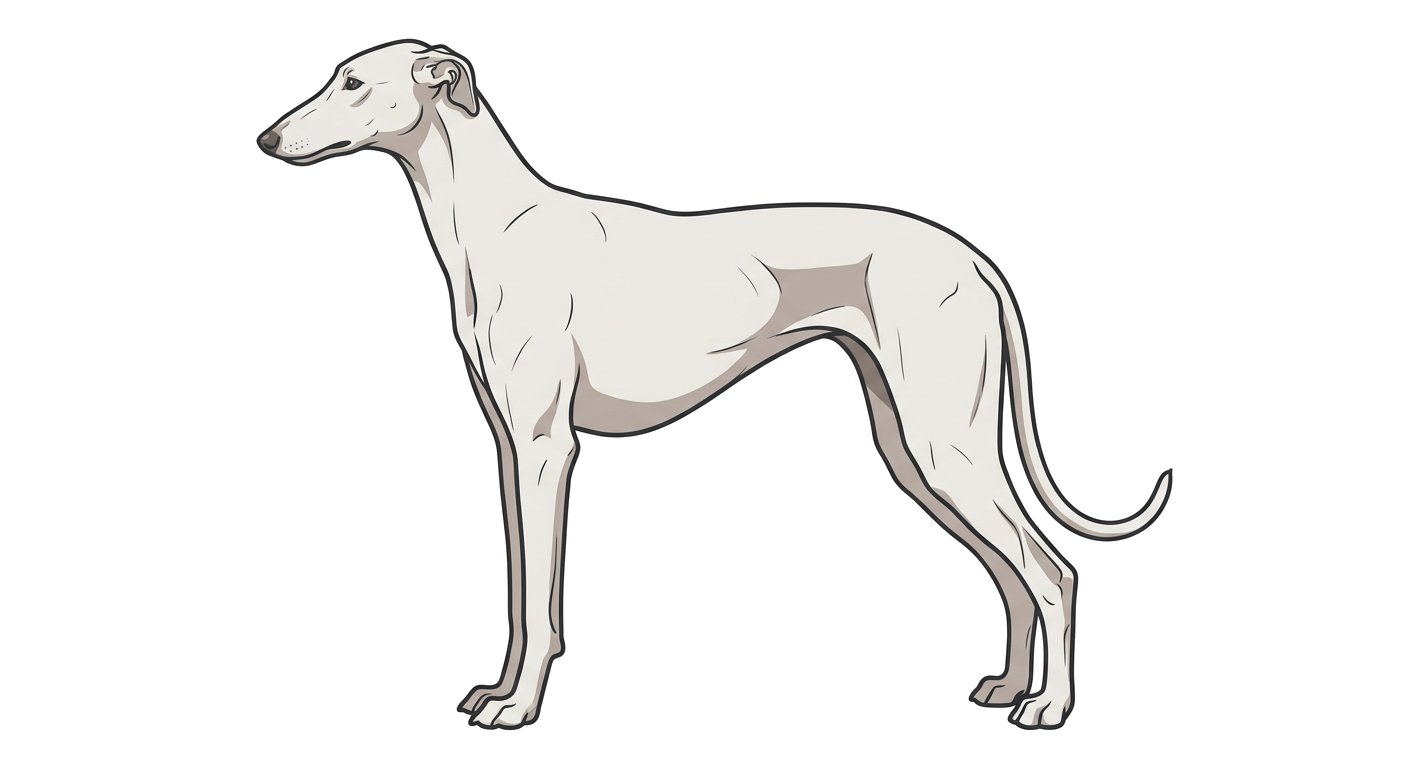 Side profile illustration of a Shaanxi Xian Hound showing the points of the breed standard