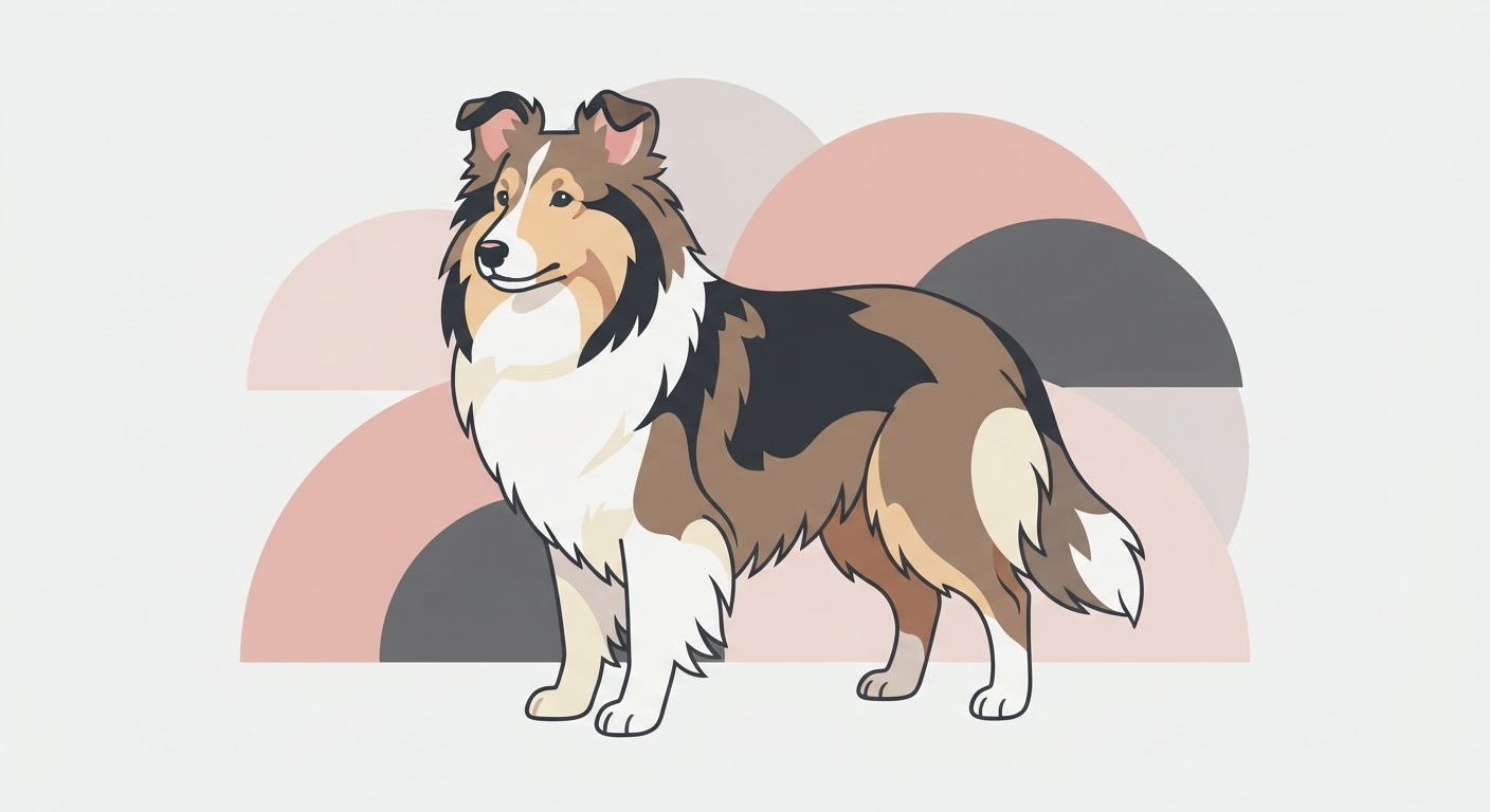 Flat vector illustration of a Shetland Sheepdog