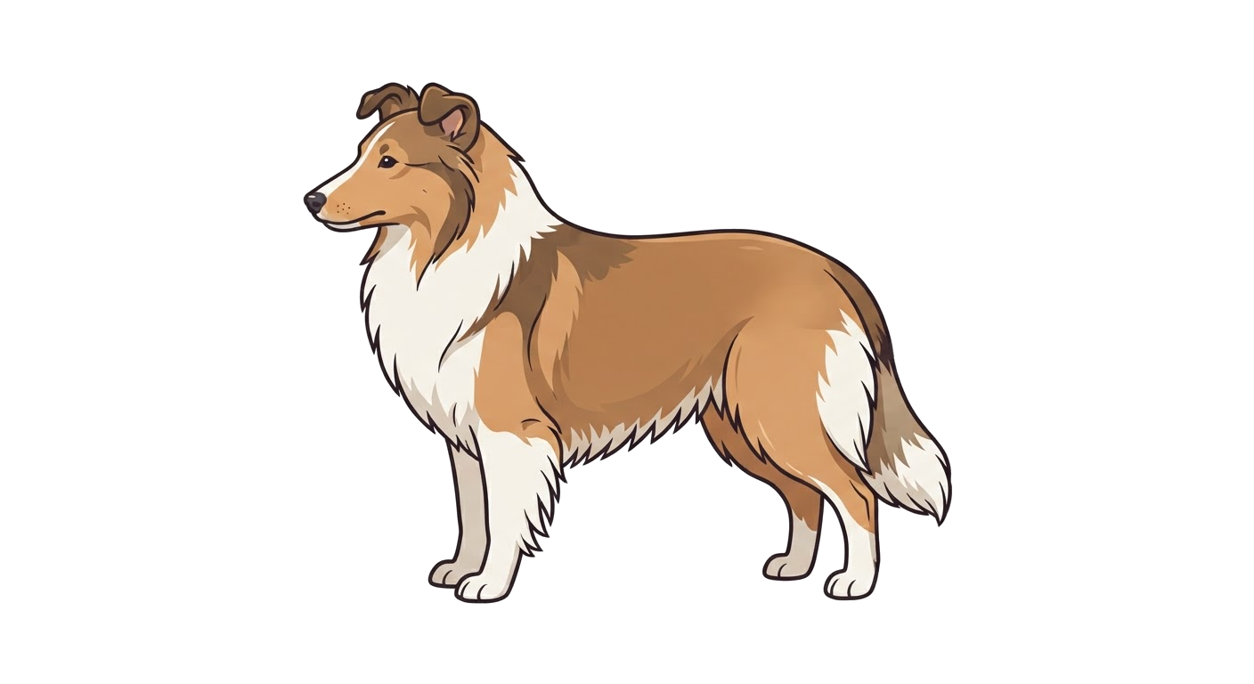 Side profile illustration of a Shetland Sheepdog showing the points of the breed standard