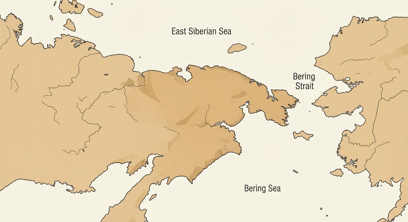 Illustrated map showing the origin of the Siberian Husky