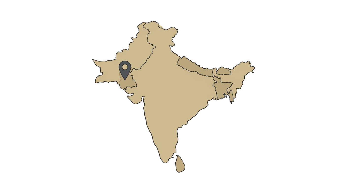 Illustrated map showing the origin of the Sindhi Dog