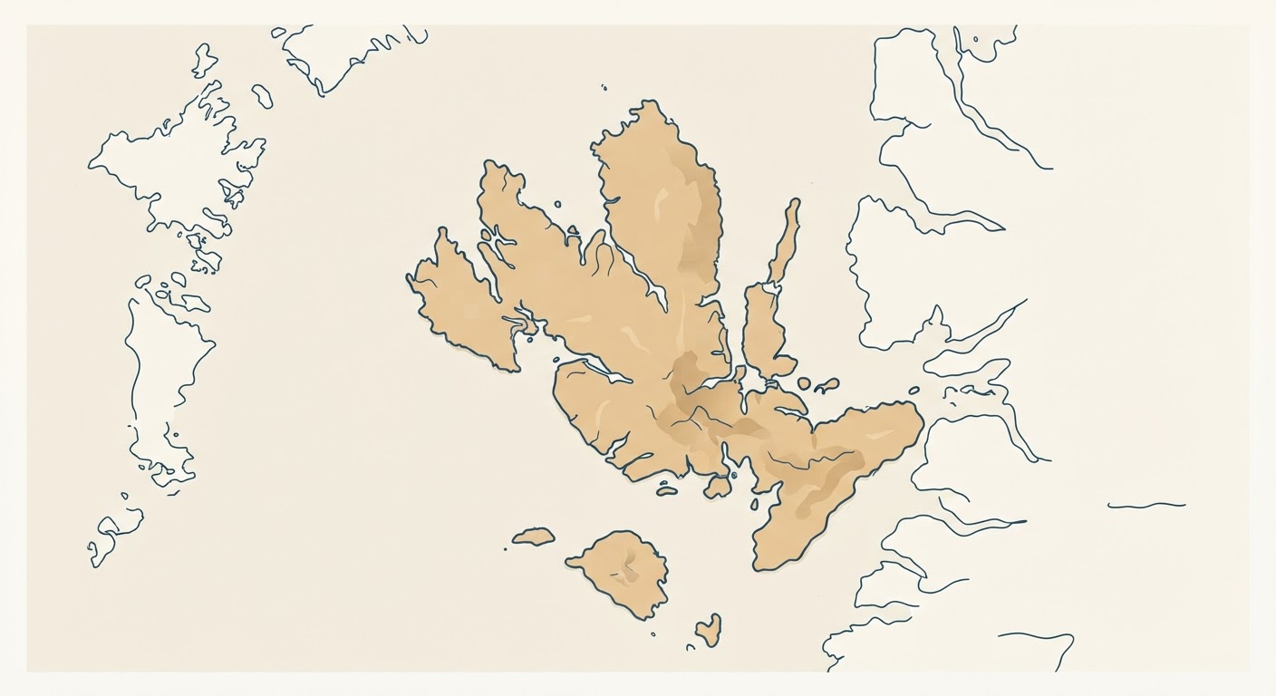 Illustrated map showing the origin of the Skye Terrier