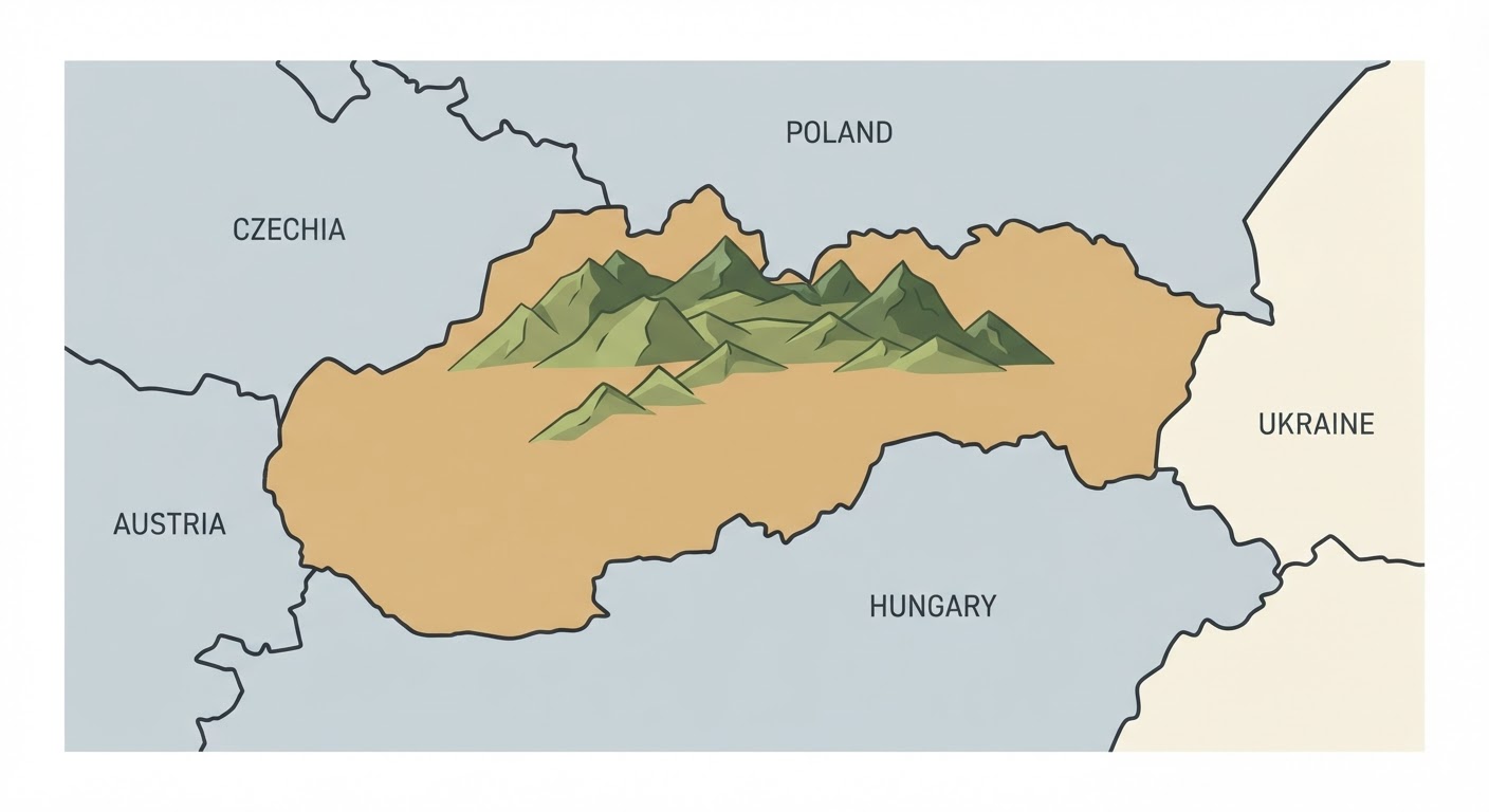 Illustrated map showing the origin of the Slovakian Hound