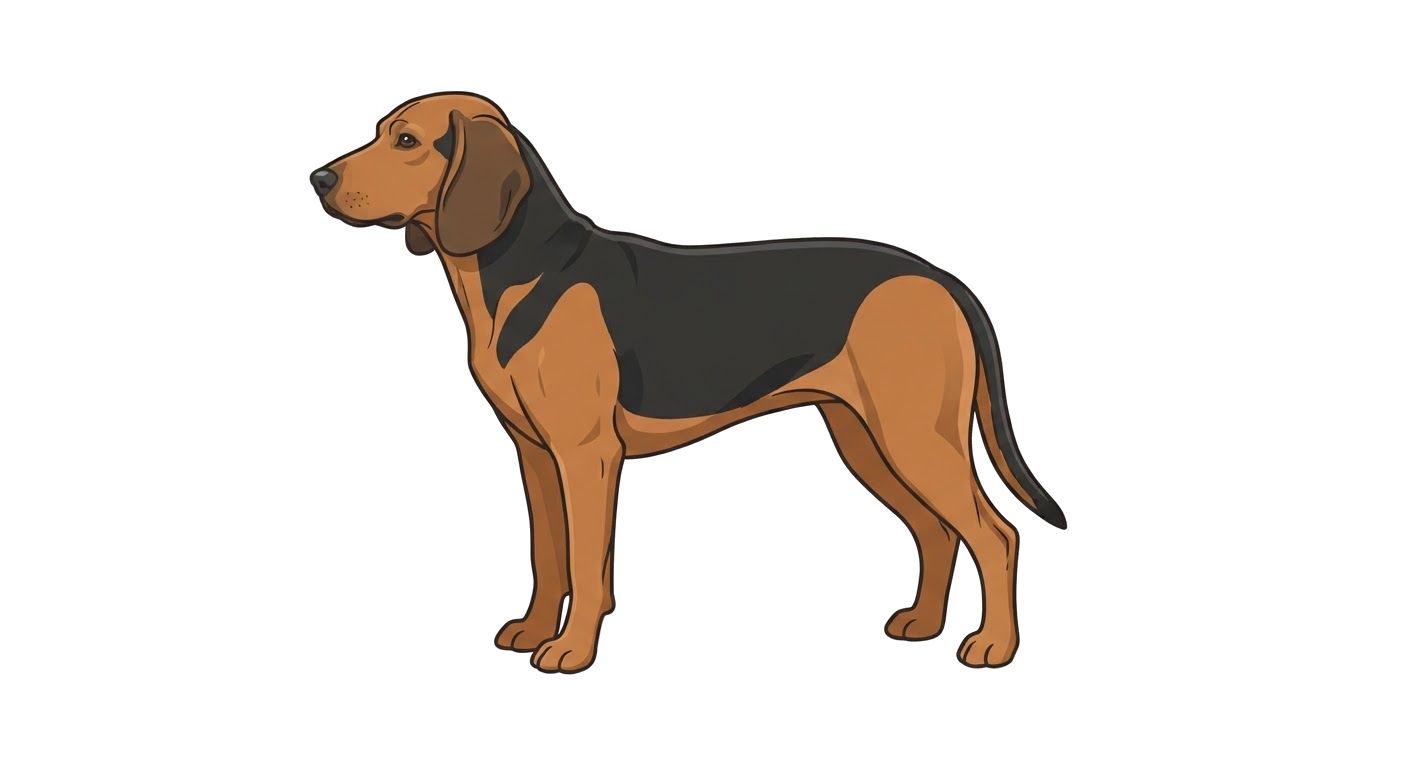 Side profile illustration of a Slovakian Hound showing the points of the breed standard