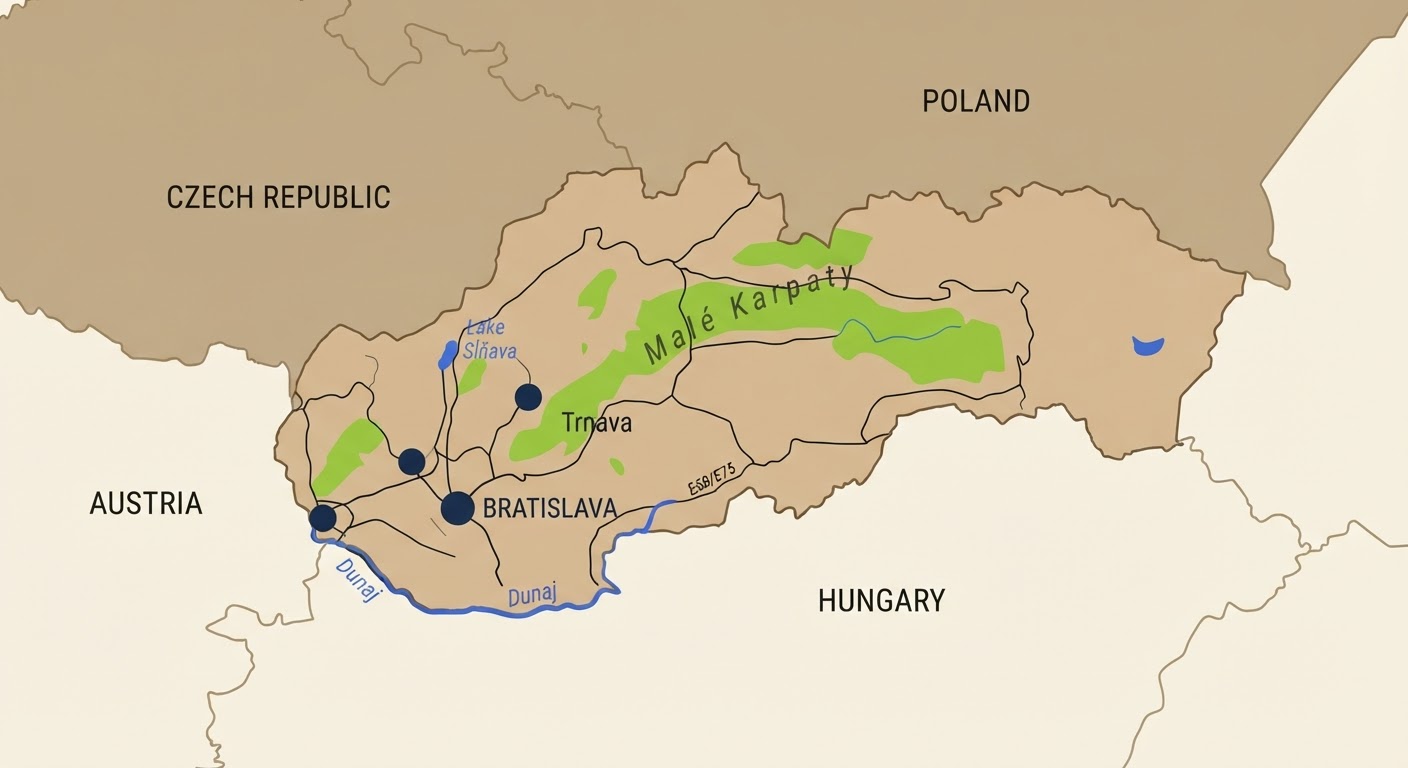 Illustrated map showing the origin of the Slovakian Rough-haired Pointer