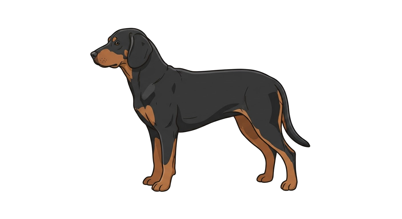 Side profile illustration of a Slovenský Kopov showing the points of the breed standard