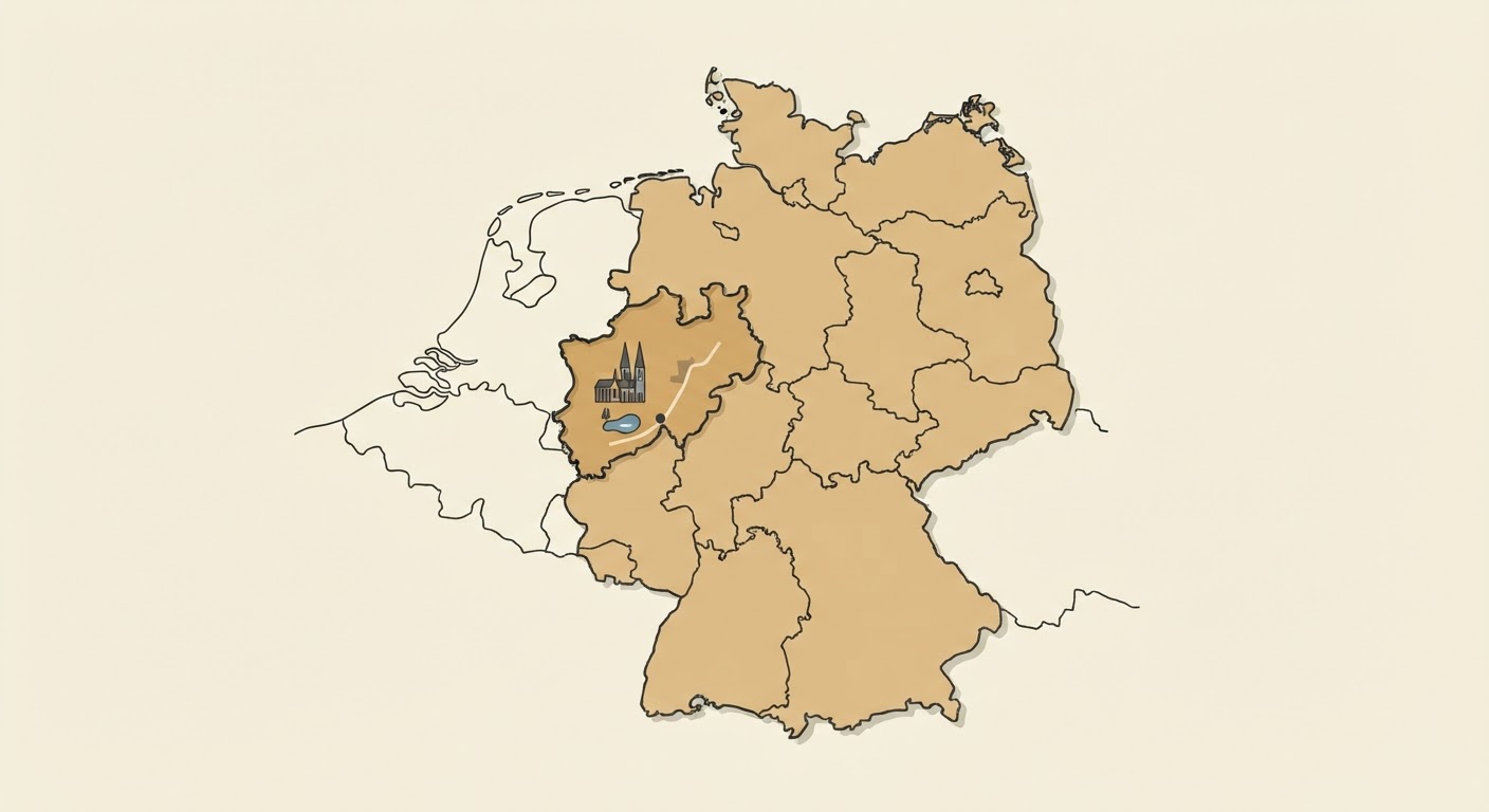 Illustrated map showing the origin of the Small Munsterlander