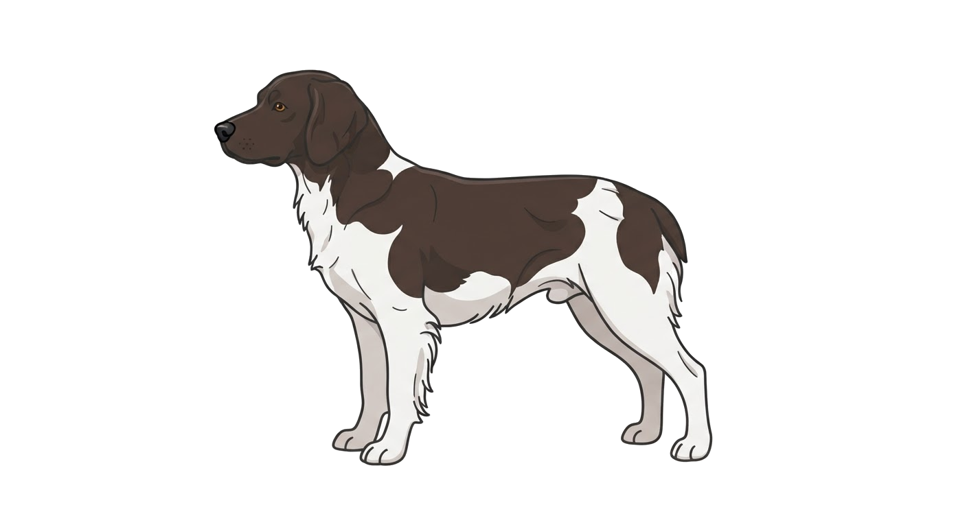 Side profile illustration of a Small Munsterlander showing the points of the breed standard