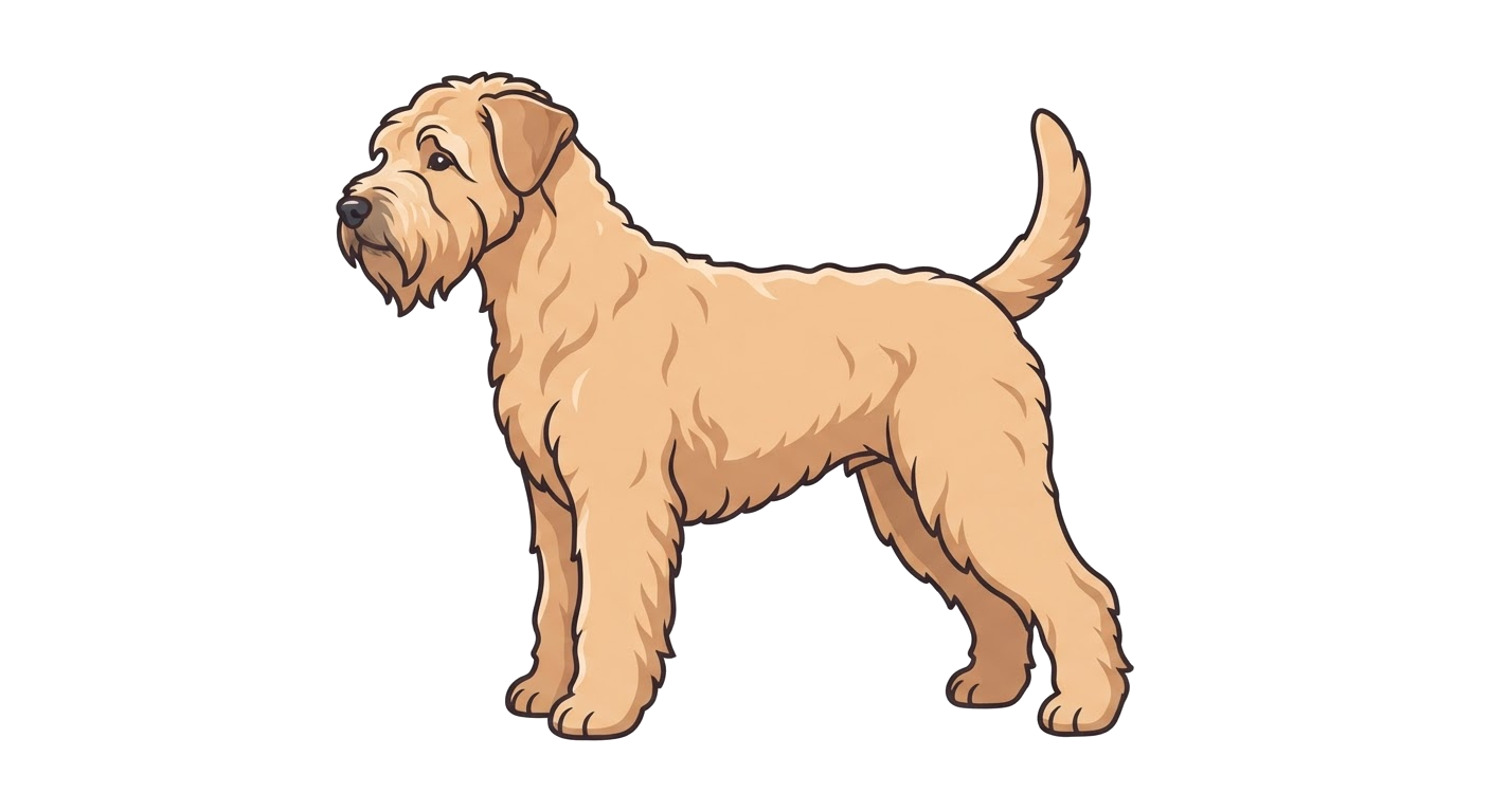 Side profile illustration of a Soft Coated Wheaten Terrier showing the points of the breed standard