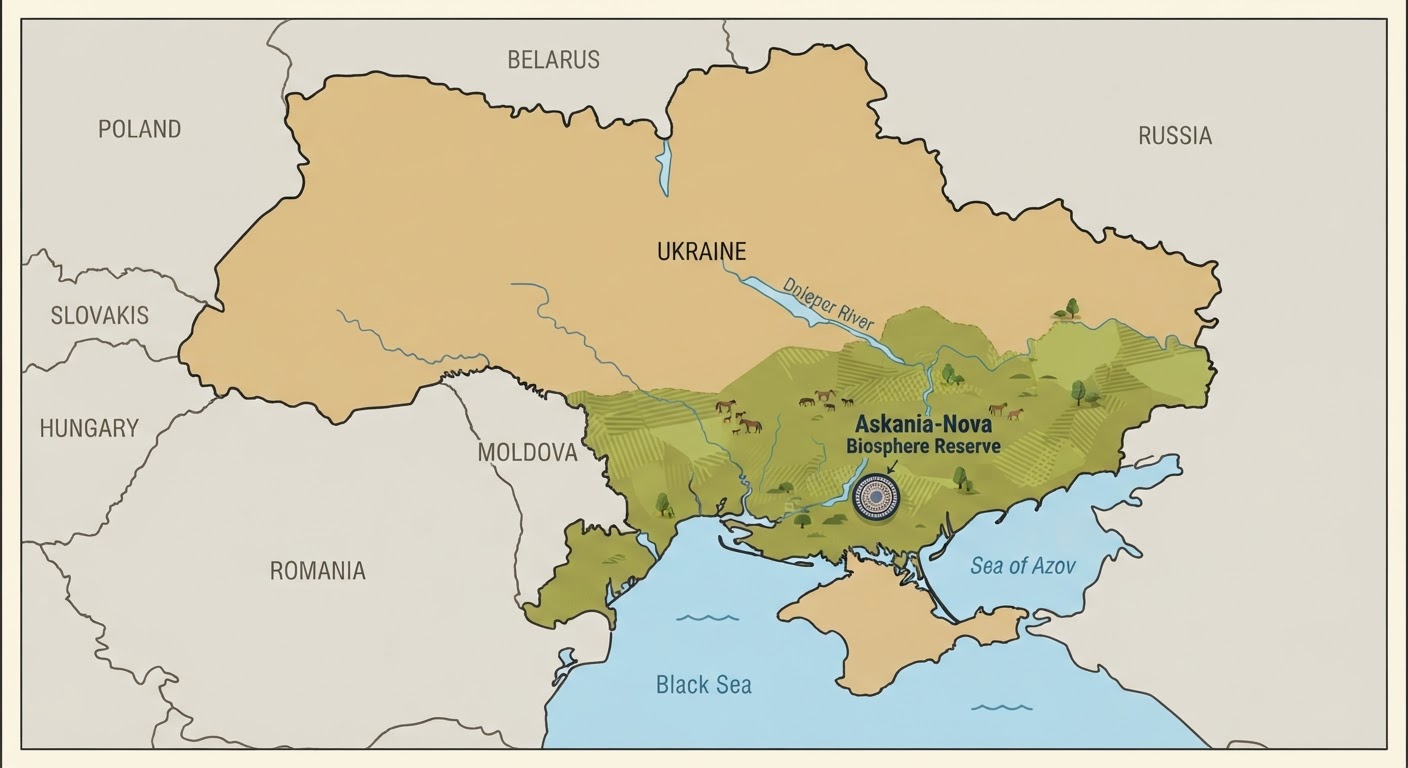 Illustrated map showing the origin of the South Russian Shepherd Dog