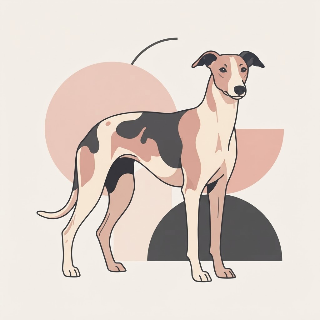Flat vector illustration of a Spanish Greyhound