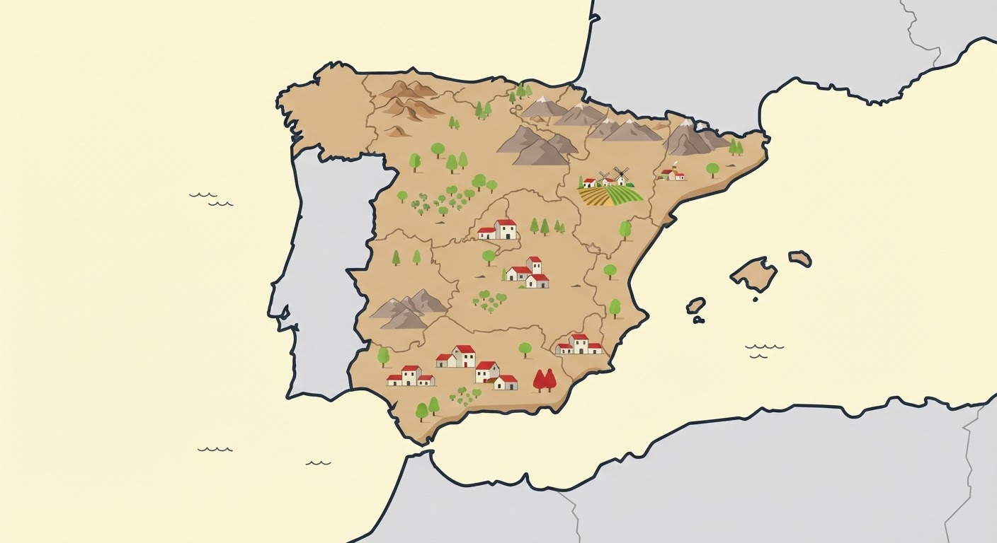 Illustrated map showing the origin of the Spanish Greyhound