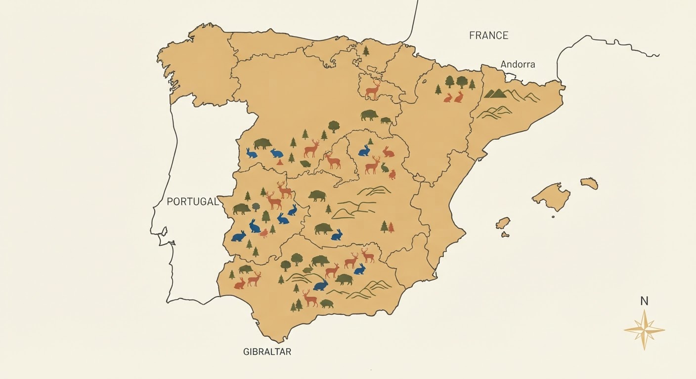Illustrated map showing the origin of the Spanish Hound