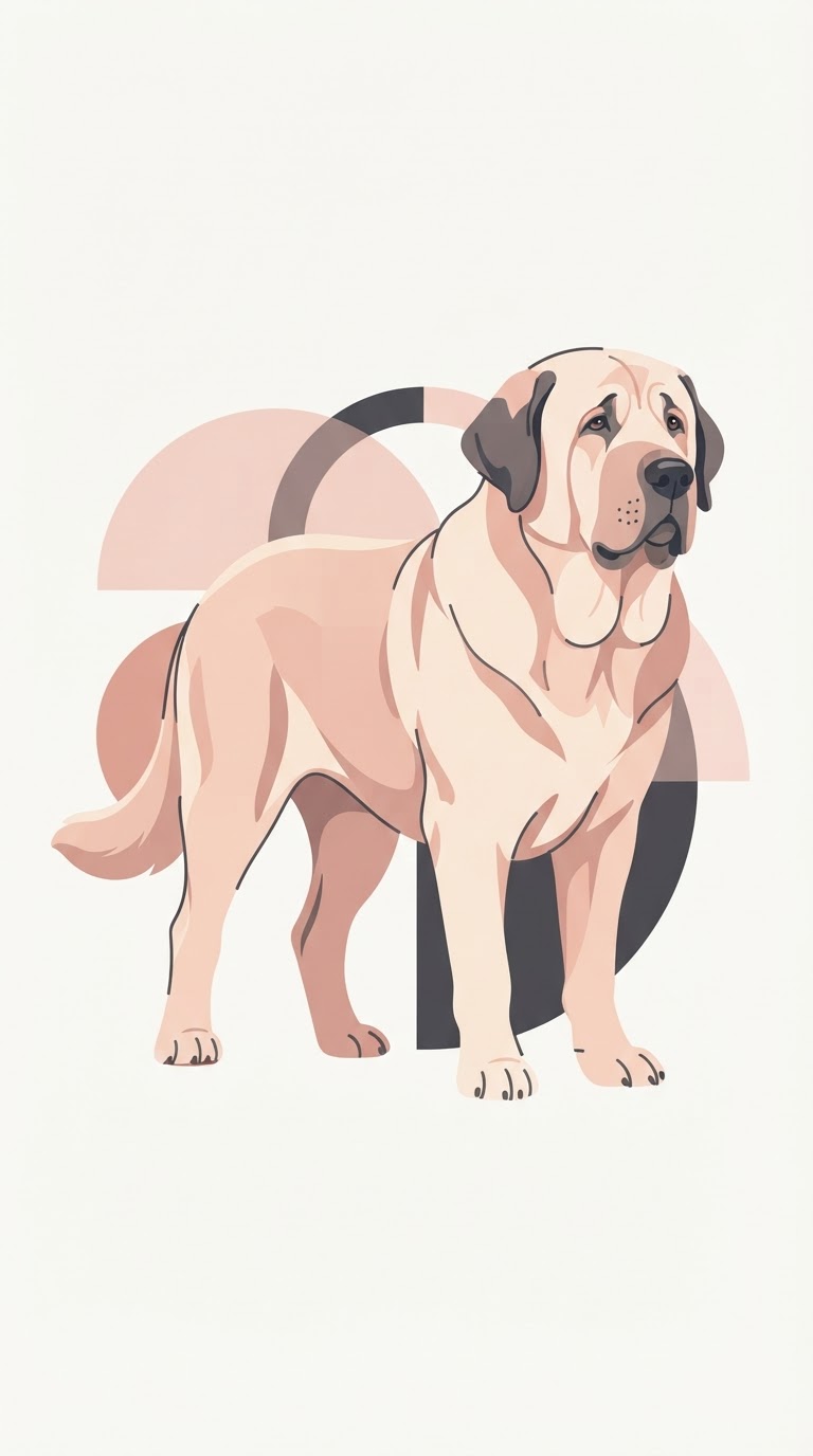 Flat vector illustration of a Spanish Mastiff