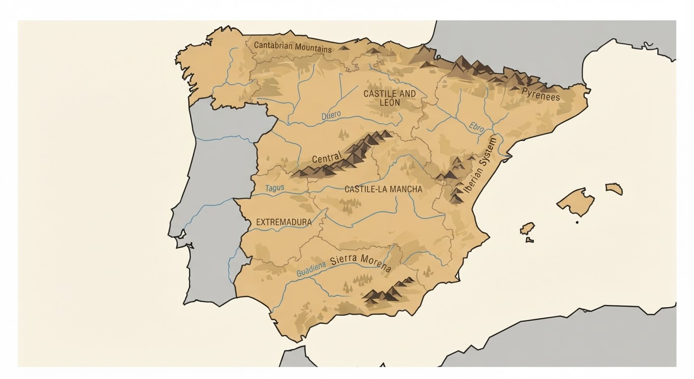Illustrated map showing the origin of the Spanish Mastiff