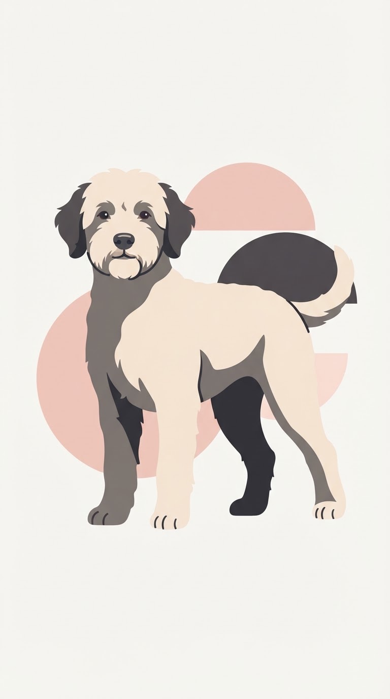 Flat vector illustration of a Spanish Water Dog
