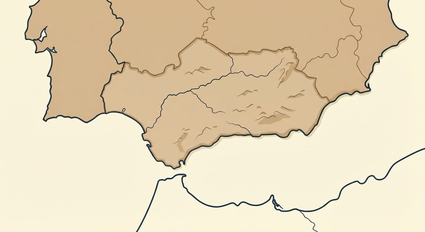Illustrated map showing the origin of the Spanish Water Dog