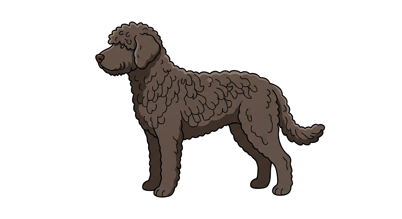 Side profile illustration of a Spanish Water Dog showing the points of the breed standard