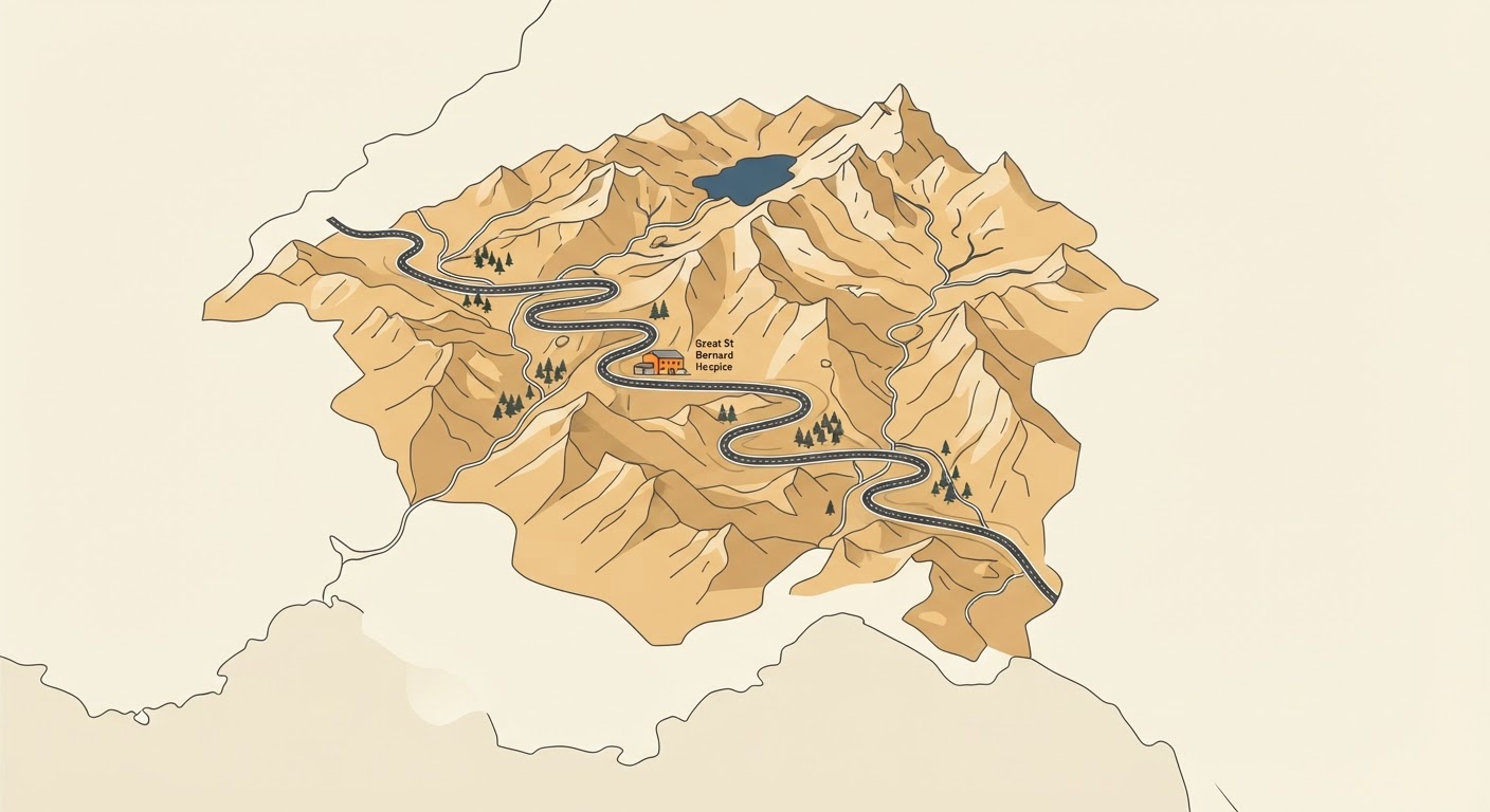Illustrated map showing the origin of the St Bernard