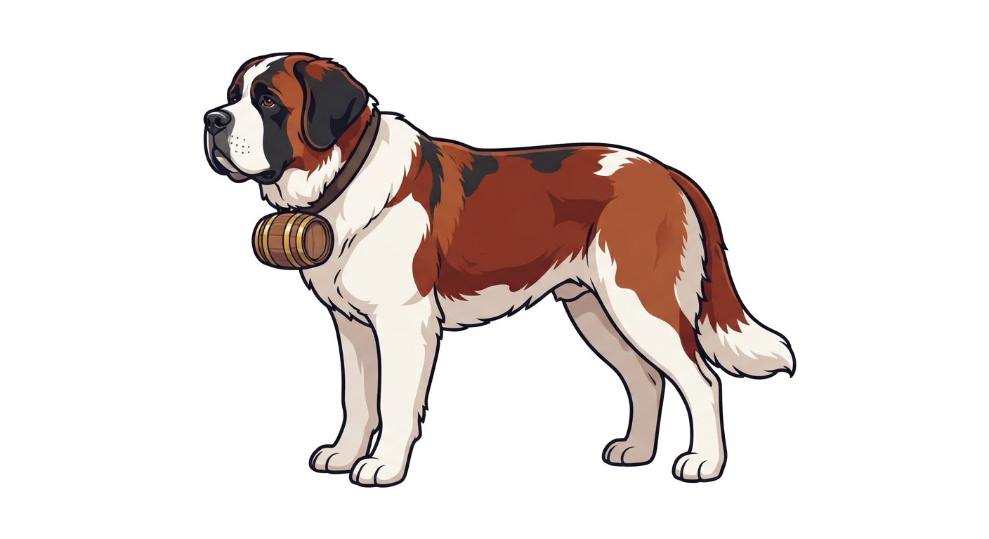 Side profile illustration of a St Bernard showing the points of the breed standard