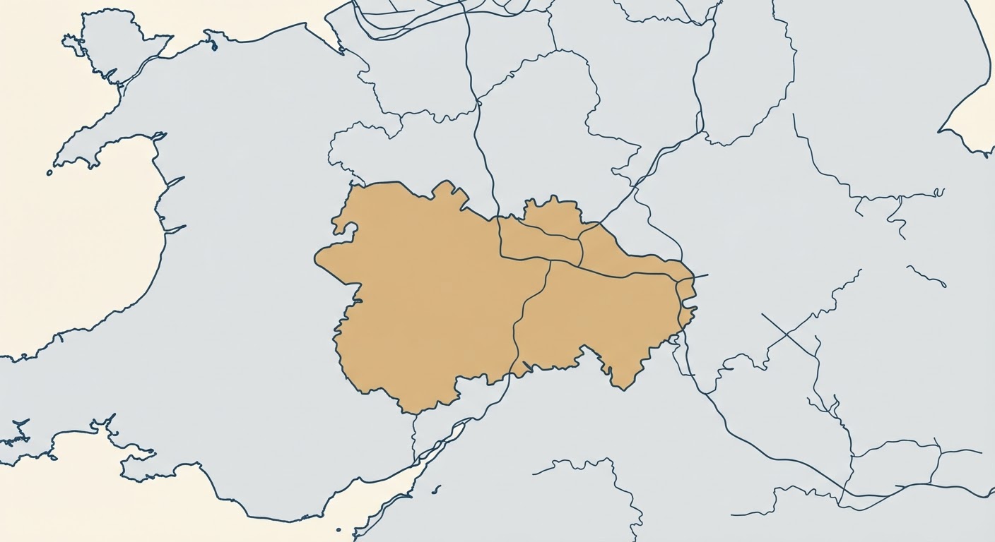 Illustrated map showing the origin of the Staffordshire Bull Terrier