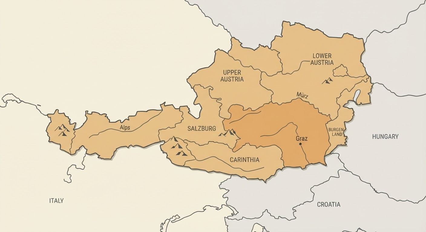Illustrated map showing the origin of the Styrian Coarse-haired Hound