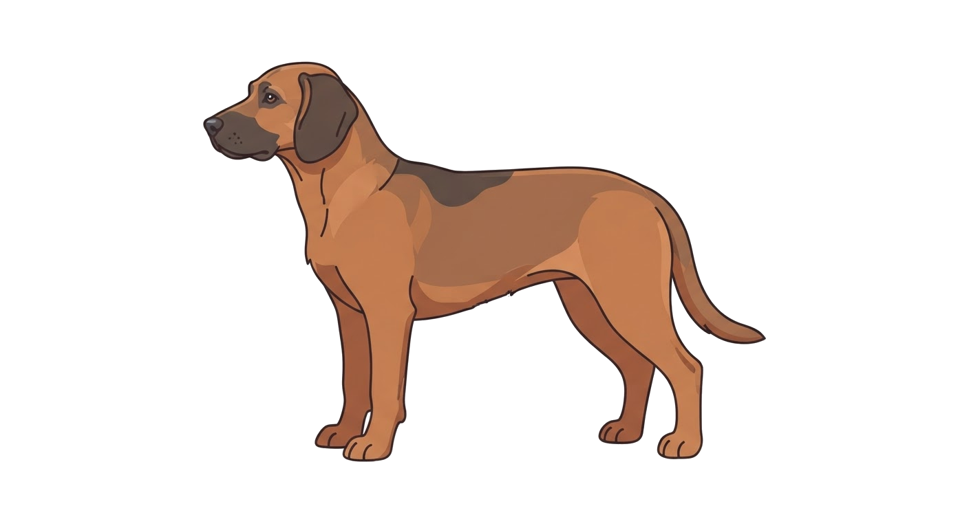 Side profile illustration of a Styrian Coarse-haired Hound showing the points of the breed standard