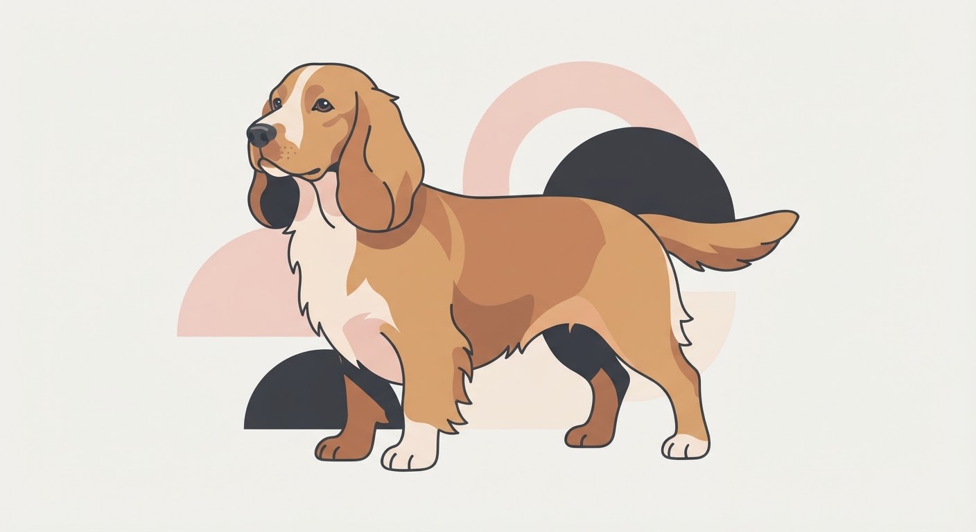 Flat vector illustration of a Sussex Spaniel