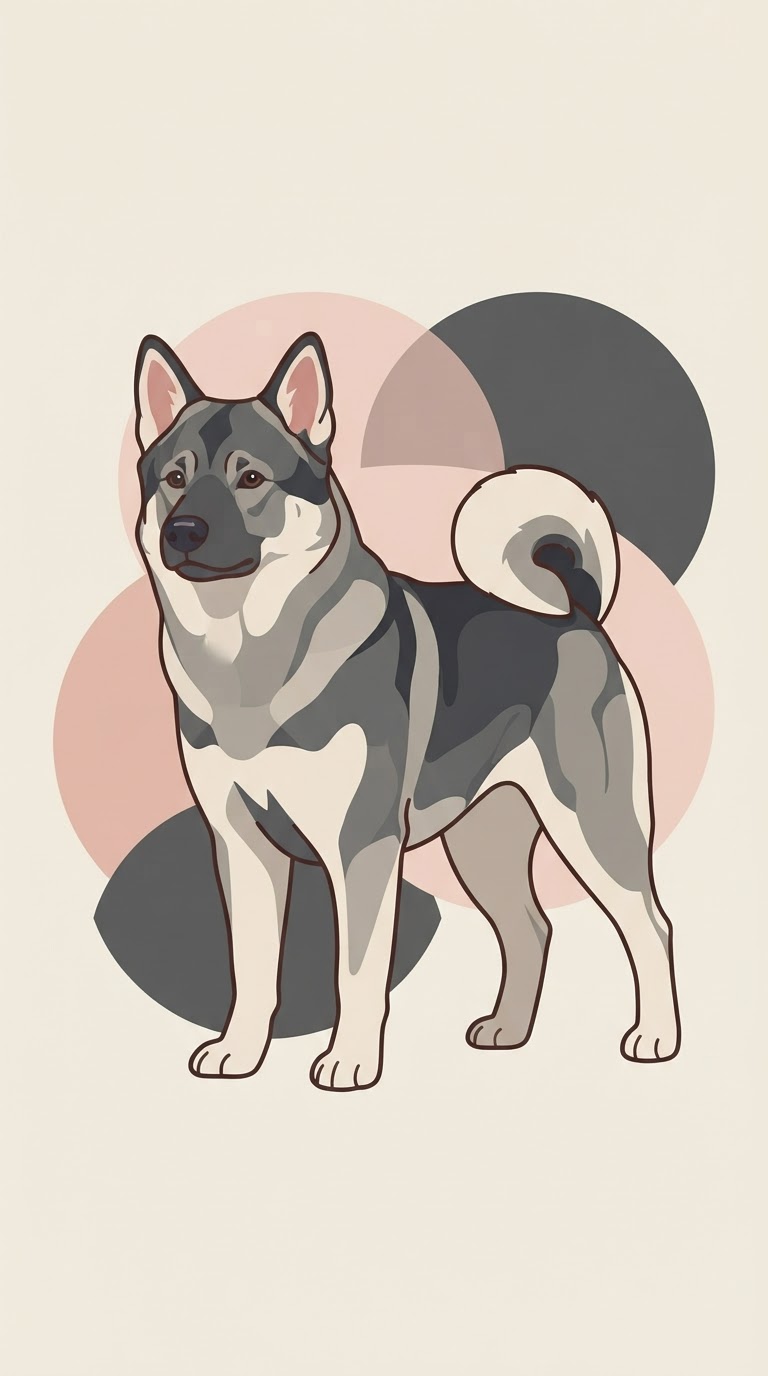 Flat vector illustration of a Swedish Elkhound