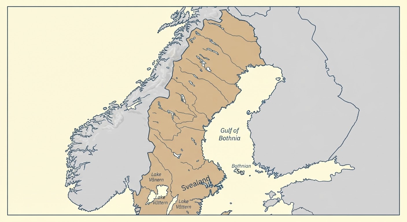 Illustrated map showing the origin of the Swedish Elkhound