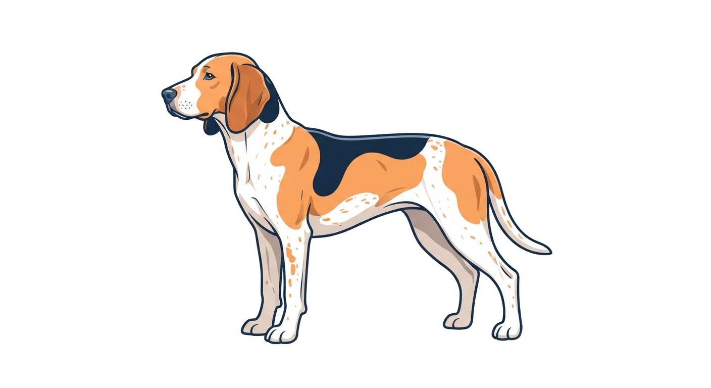 Side profile illustration of a Swiss Hound showing the points of the breed standard