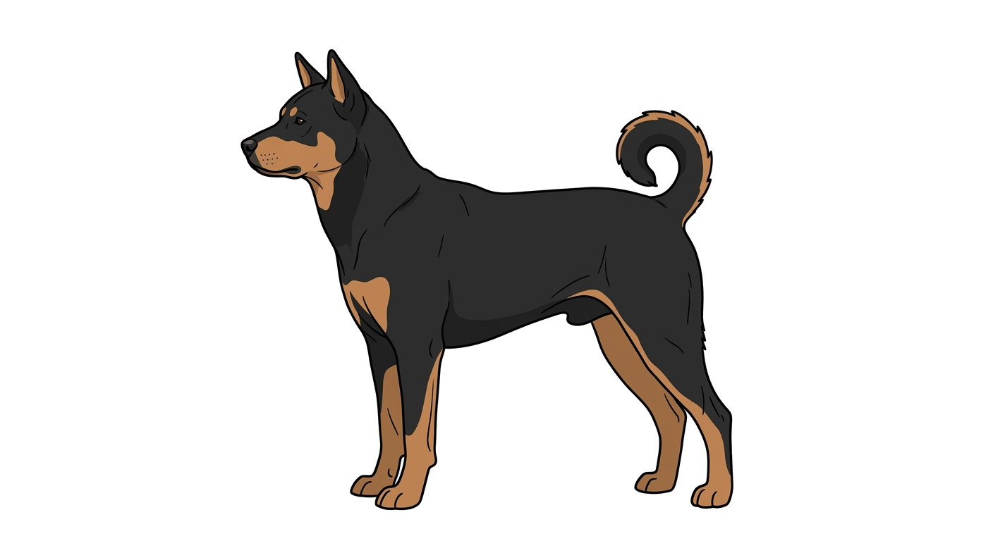 Side profile illustration of a Tangkhul Hui showing the points of the breed standard