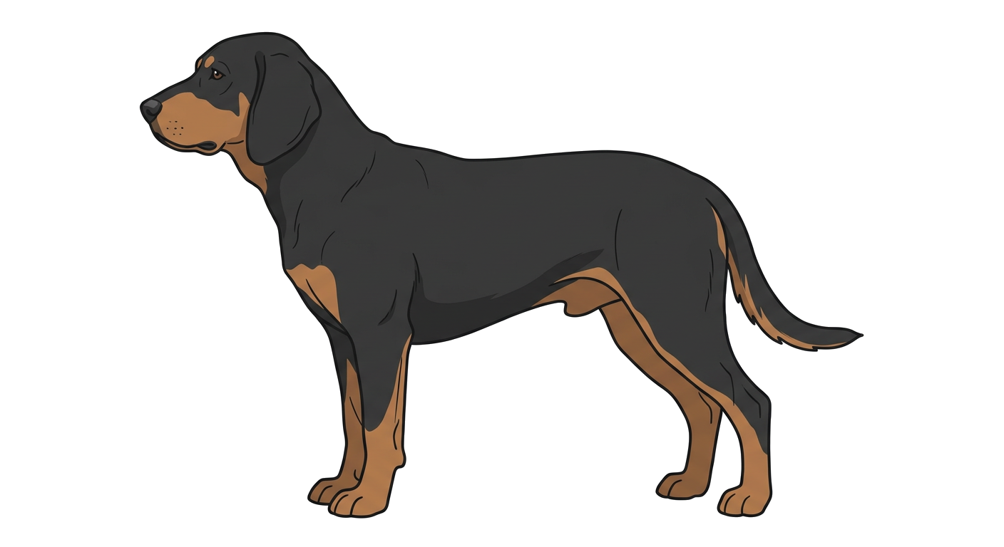 Side profile illustration of a Tatra Hound showing the points of the breed standard