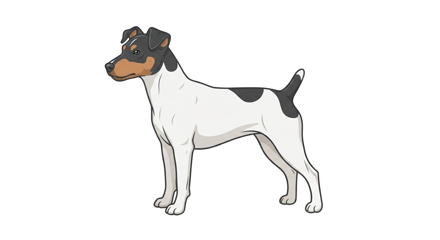 Side profile illustration of a Teddy Roosevelt Terrier showing the points of the breed standard