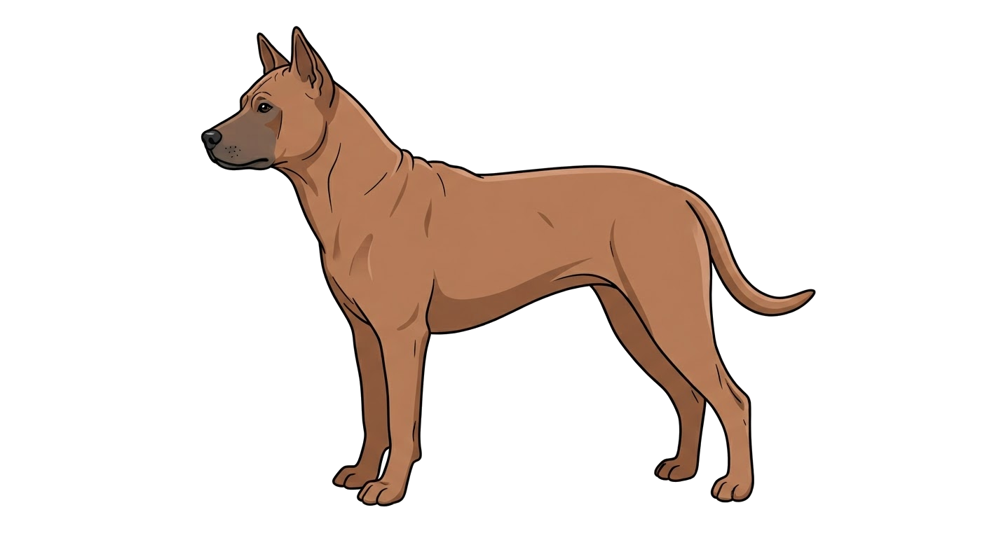 Side profile illustration of a Thai Ridgeback showing the points of the breed standard
