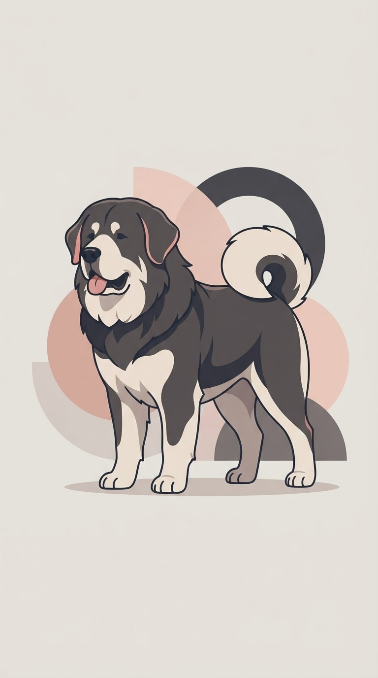 Flat vector illustration of a Tibetan Mastiff