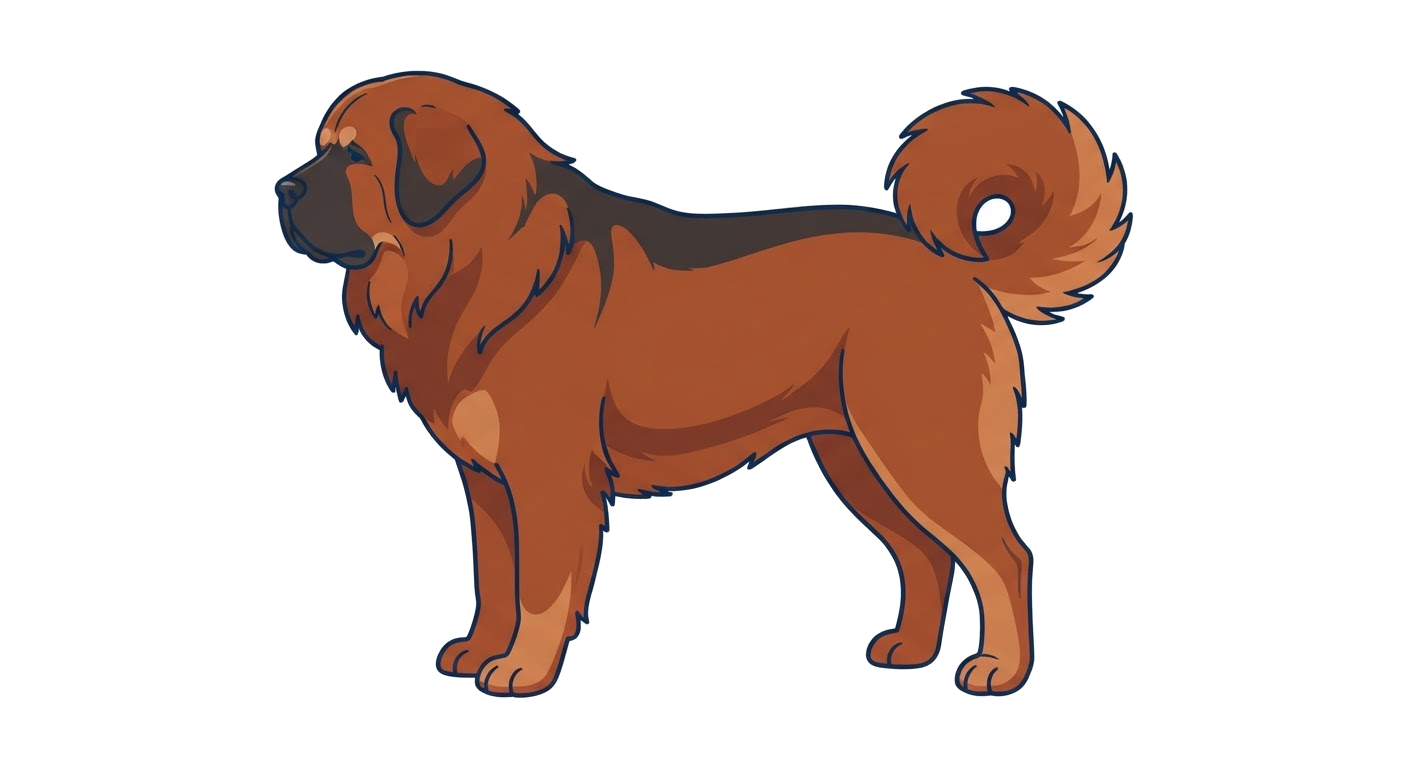 Side profile illustration of a Tibetan Mastiff showing the points of the breed standard