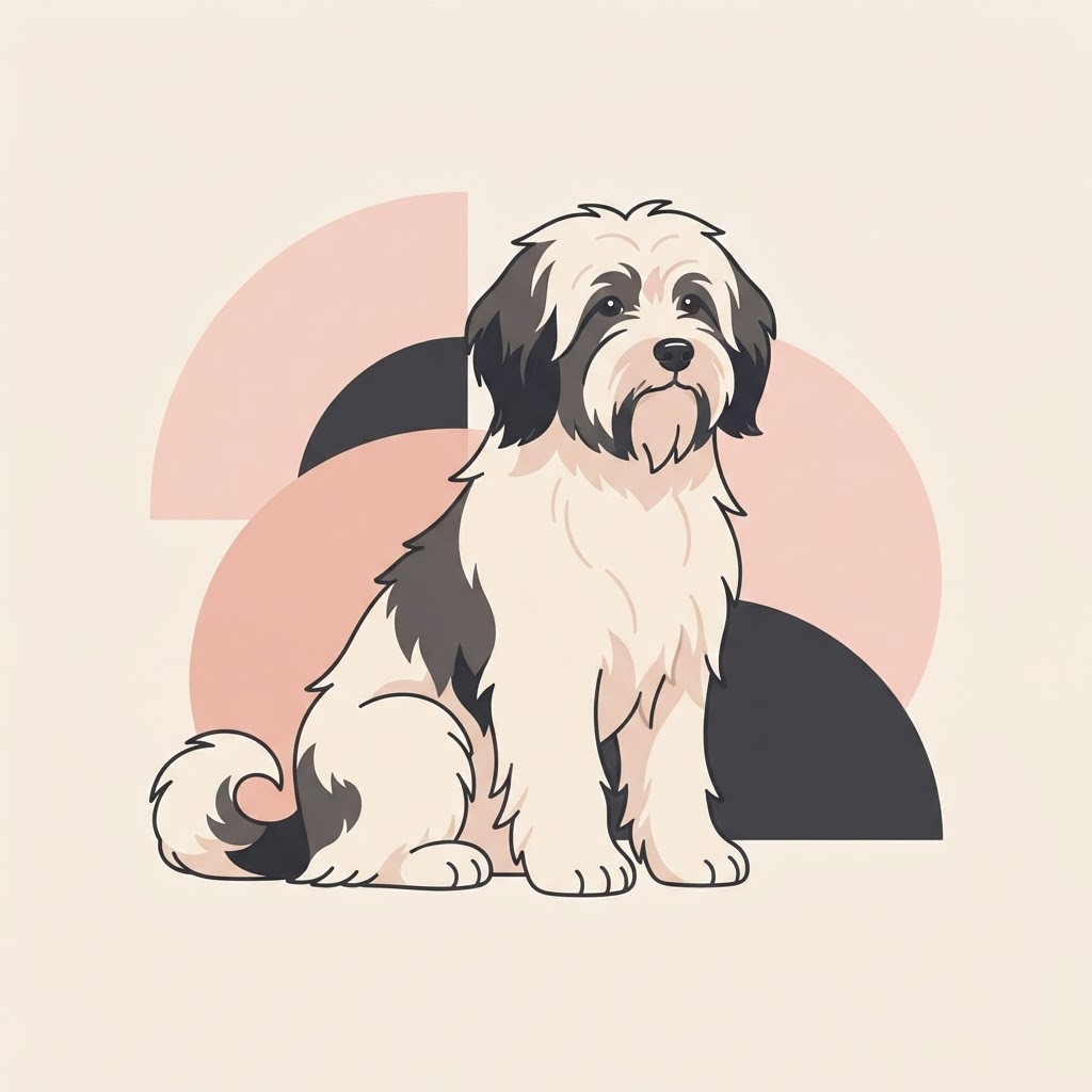 Flat vector illustration of a Tibetan Terrier