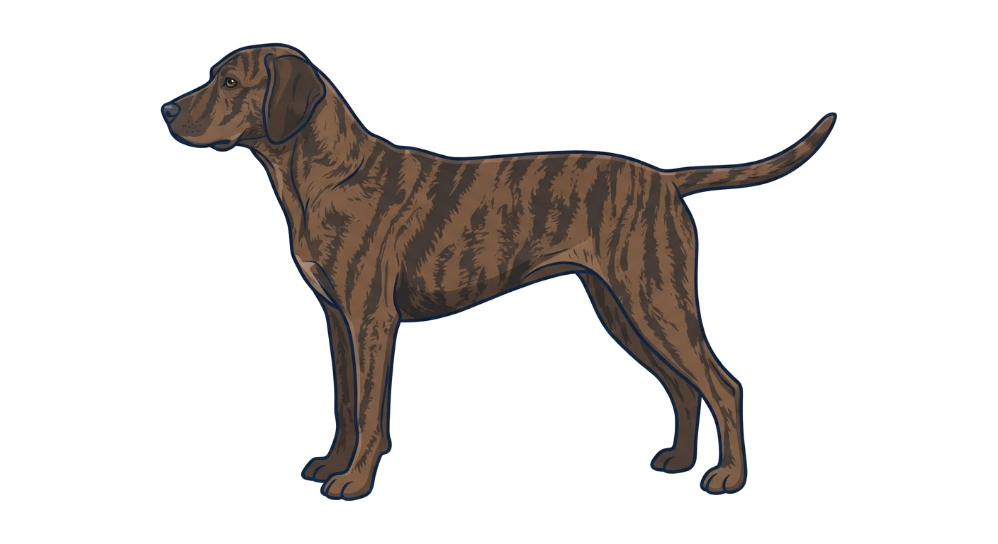 Side profile illustration of a Treeing Tennessee Brindle showing the points of the breed standard