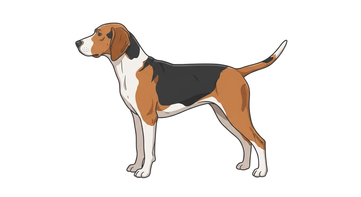 Side profile illustration of a Treeing Walker Coonhound showing the points of the breed standard