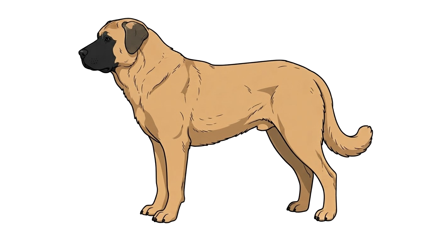 Illustration of a Steel grey to fawn with black mask coat