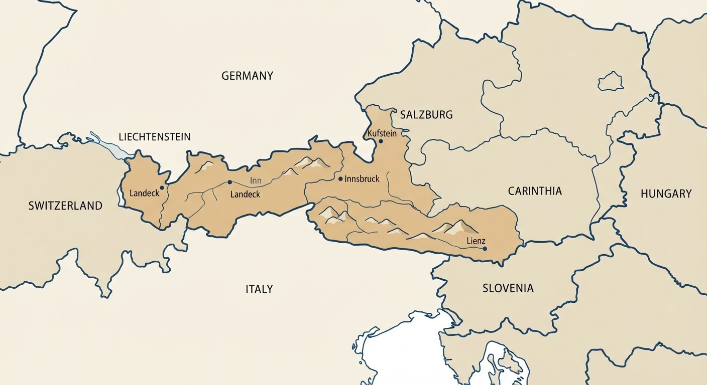 Illustrated map showing the origin of the Tyrolean Hound