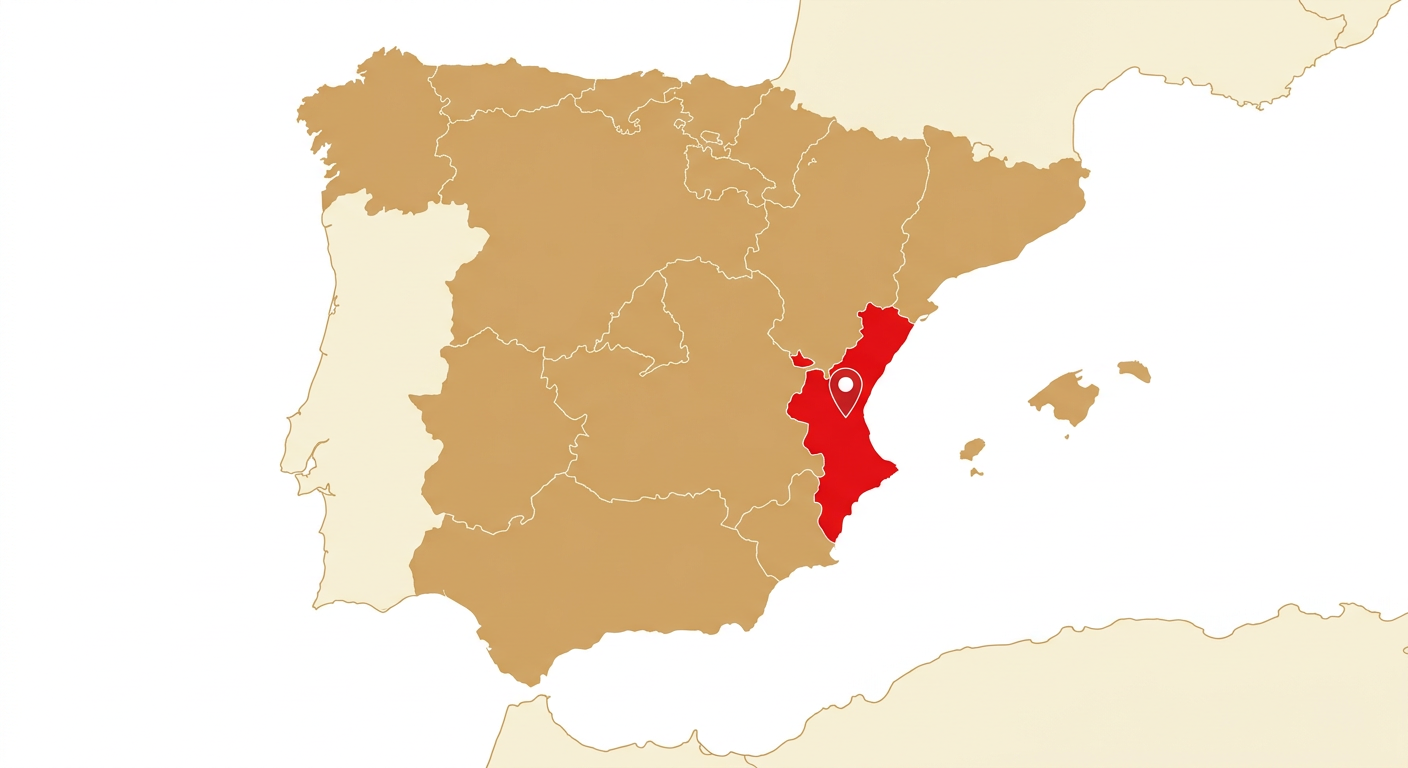 Illustrated map showing the origin of the Valencian Terrier