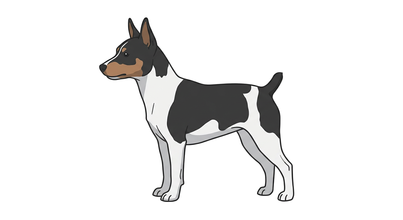 Side profile illustration of a Valencian Terrier showing the points of the breed standard