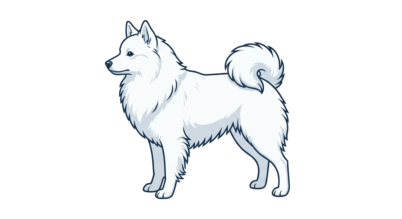 Side profile illustration of a Volpino Italiano showing the points of the breed standard