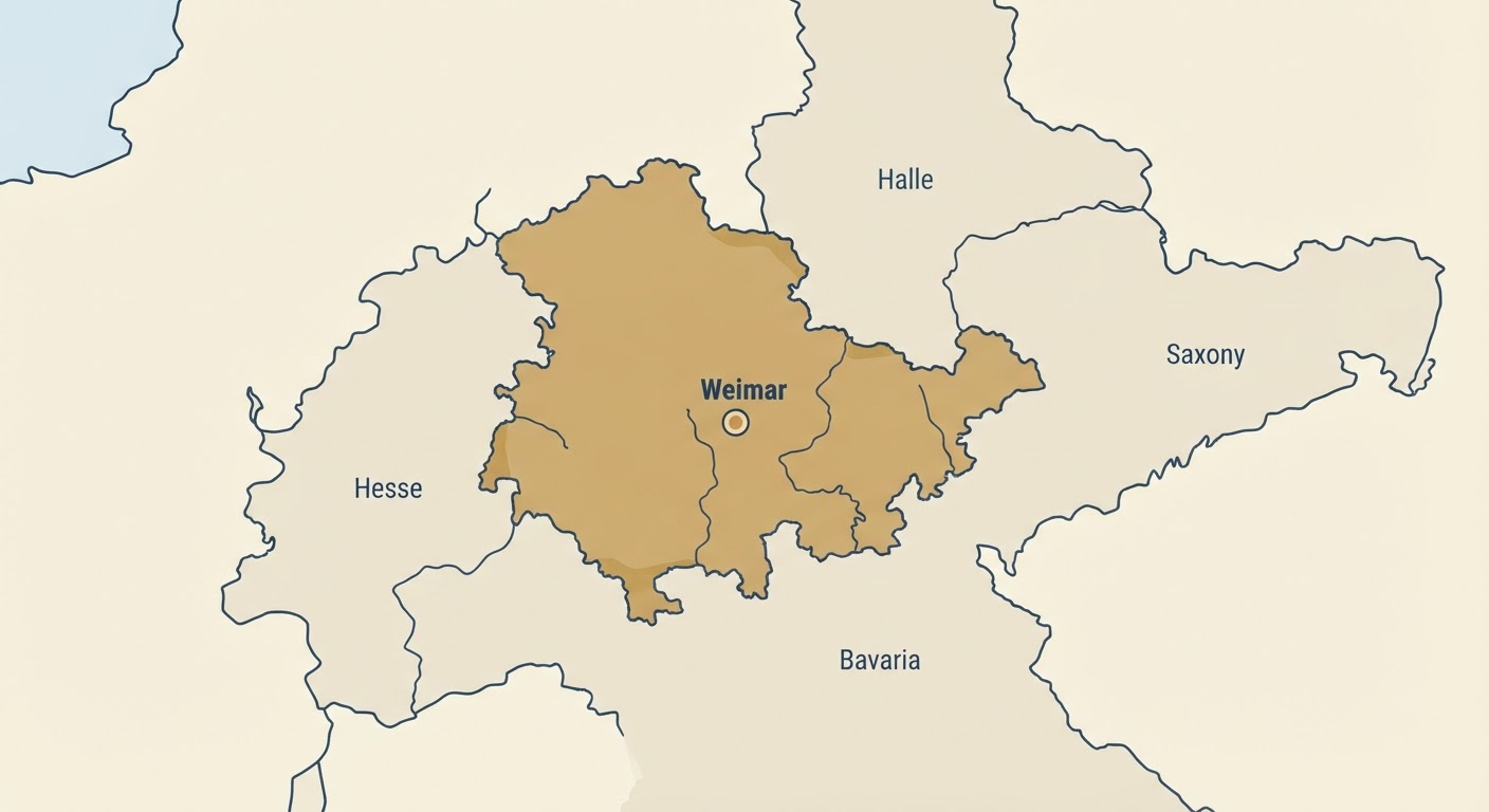 Illustrated map showing the origin of the Weimaraner