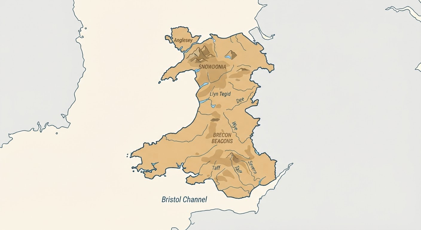 Illustrated map showing the origin of the Welsh Springer Spaniel