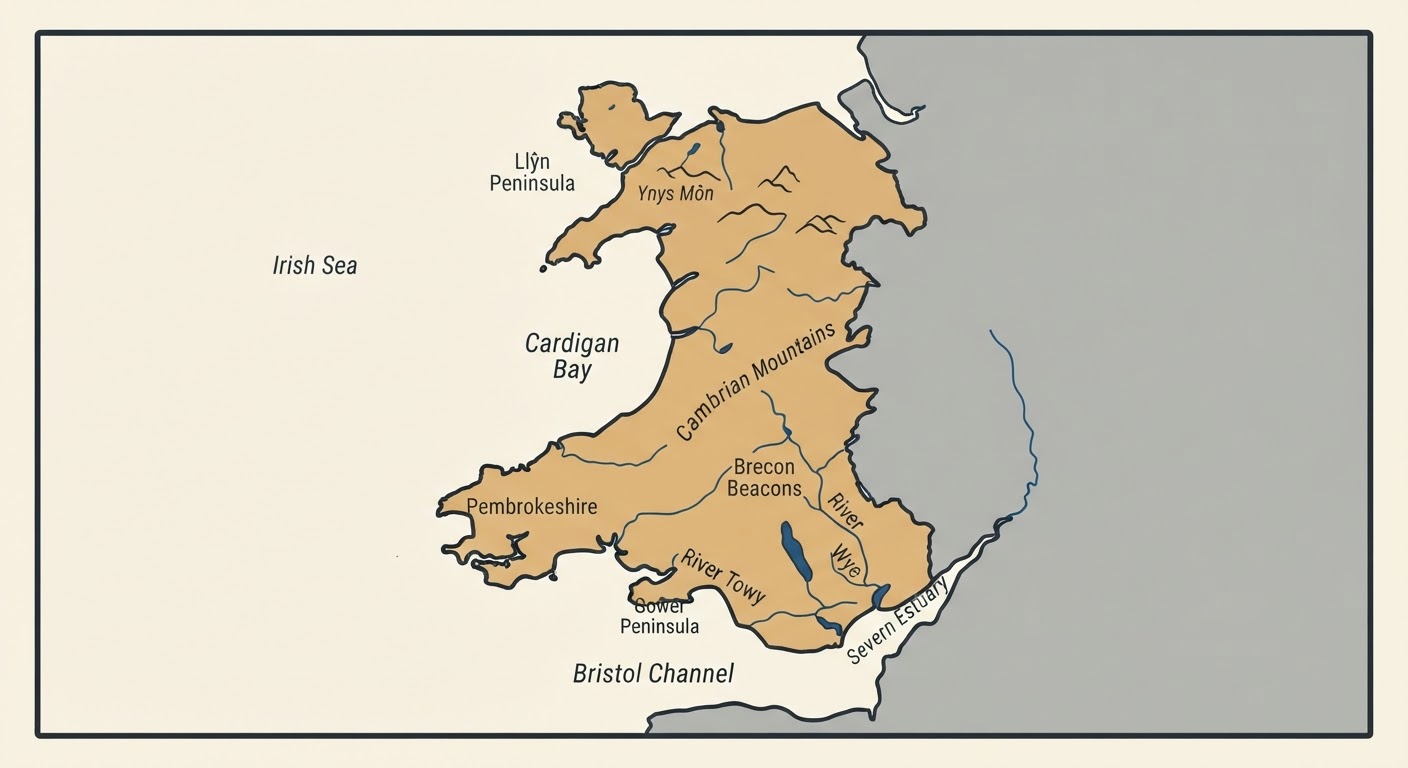 Illustrated map showing the origin of the Welsh Terrier