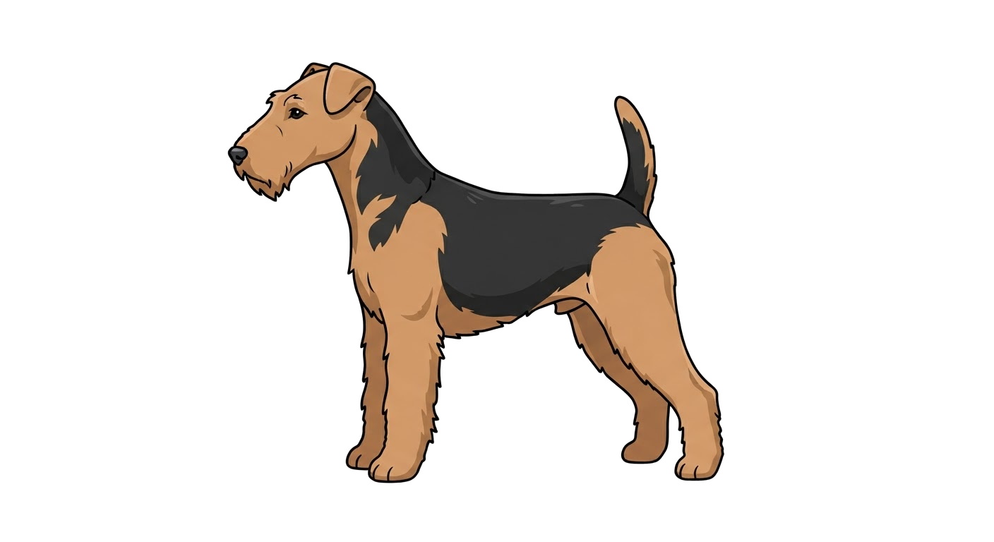 Side profile illustration of a Welsh Terrier showing the points of the breed standard
