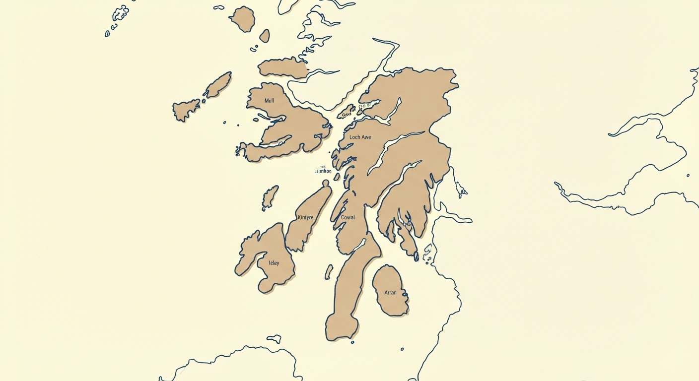 Illustrated map showing the origin of the West Highland White Terrier